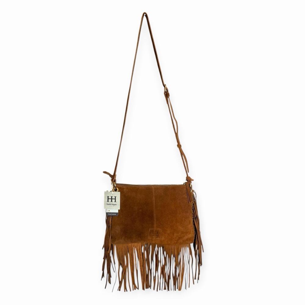 NWT Haute Hippie Suede Fringe Crossbody Bag Brown Boho Western Tassel Purse - Picture 2 of 7